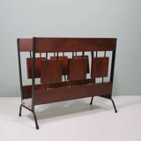 Vintage teak and metal magazine rack, Netherlands 1960-1970