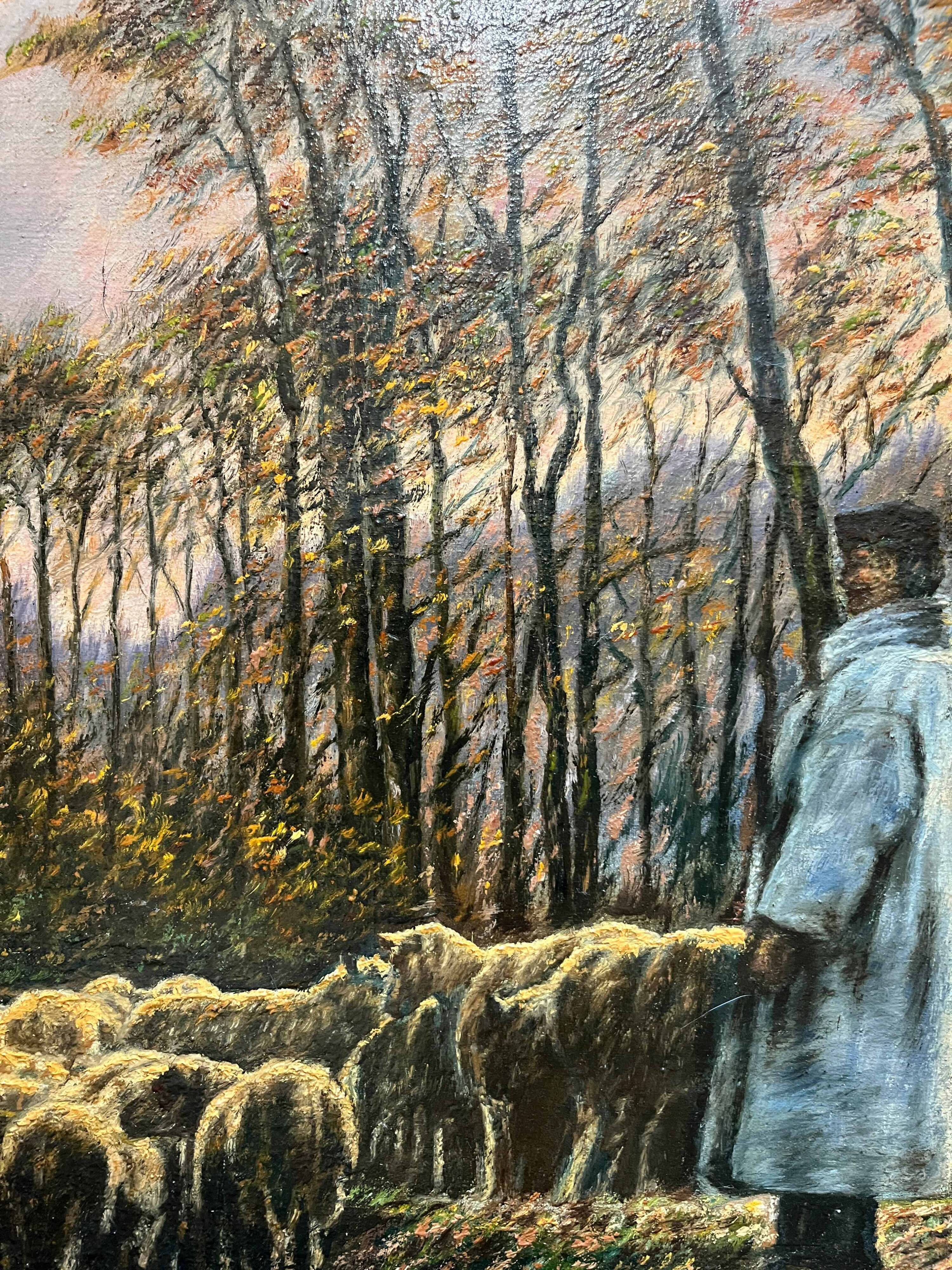 Painting HST "Landscape with Sheep" signed by Lucien Michon (born in 1887)