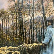 Tableau HST "Paysage aux moutons" signé Lucien Michon (né en 1887)