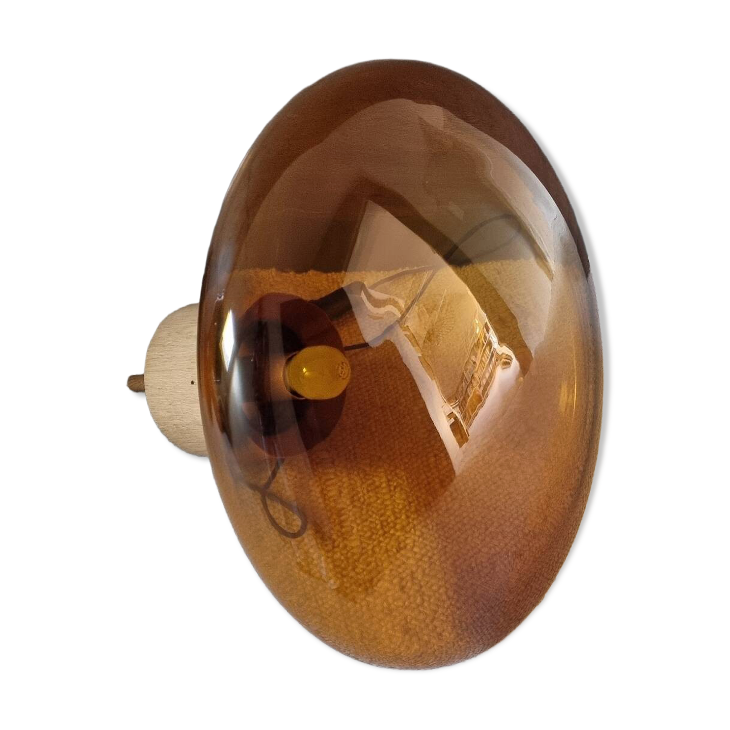 Brokis Muffins Design Lamp, large model 60cm, amber glass, solid wood