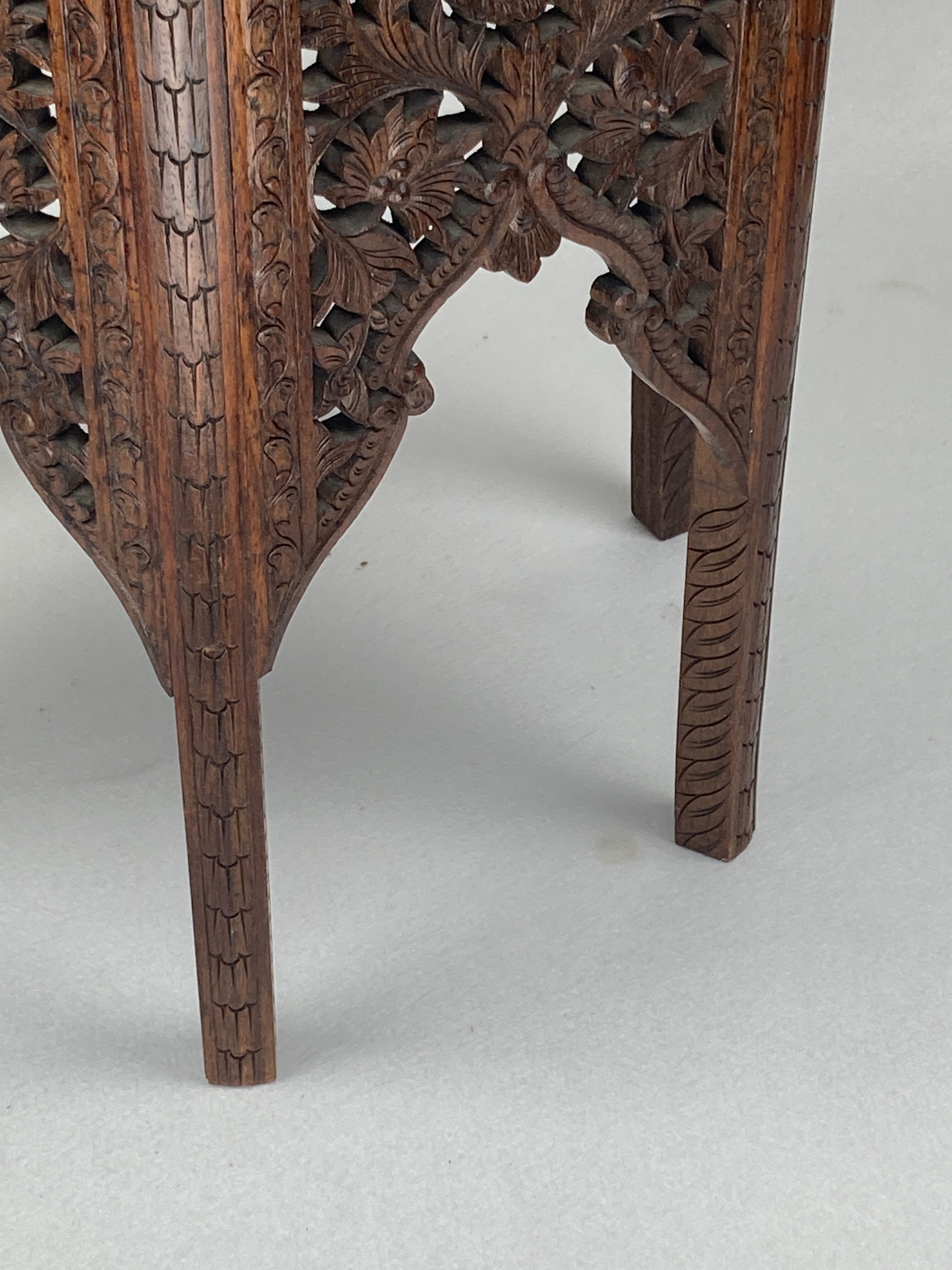 Antique 19th century burmese hand carved side or end table