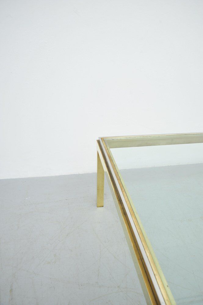 Hollywood Regency two-tone coffee table with glass top,  1970s