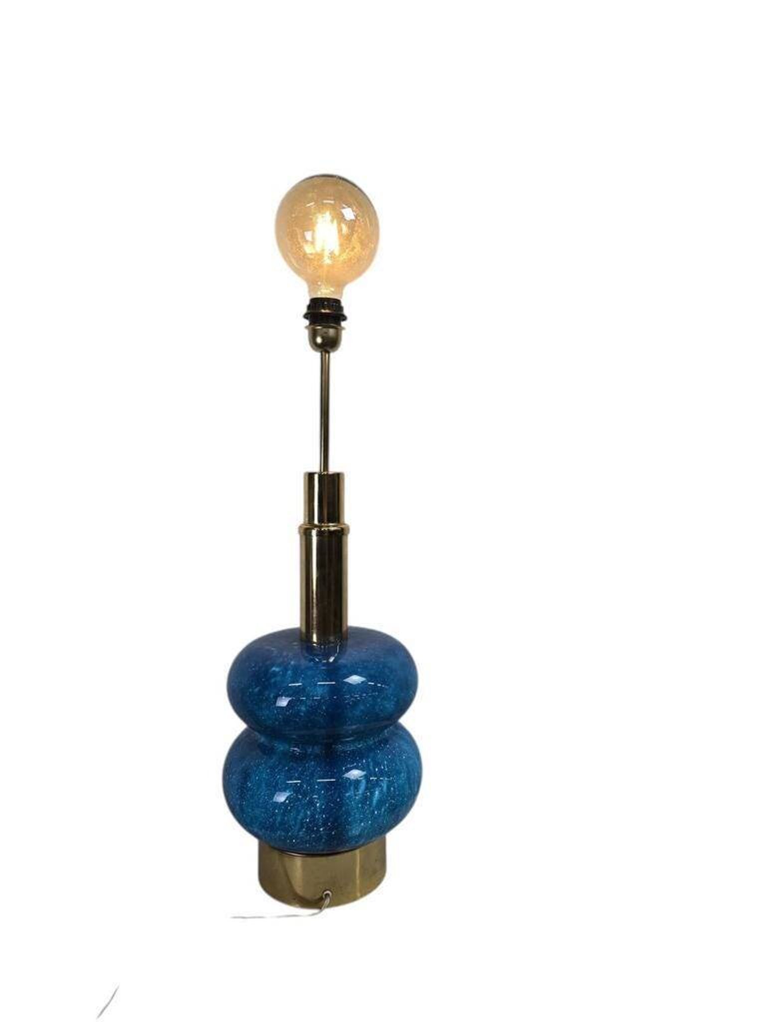 Lampadaire/lampe de table vintage bleue en verre