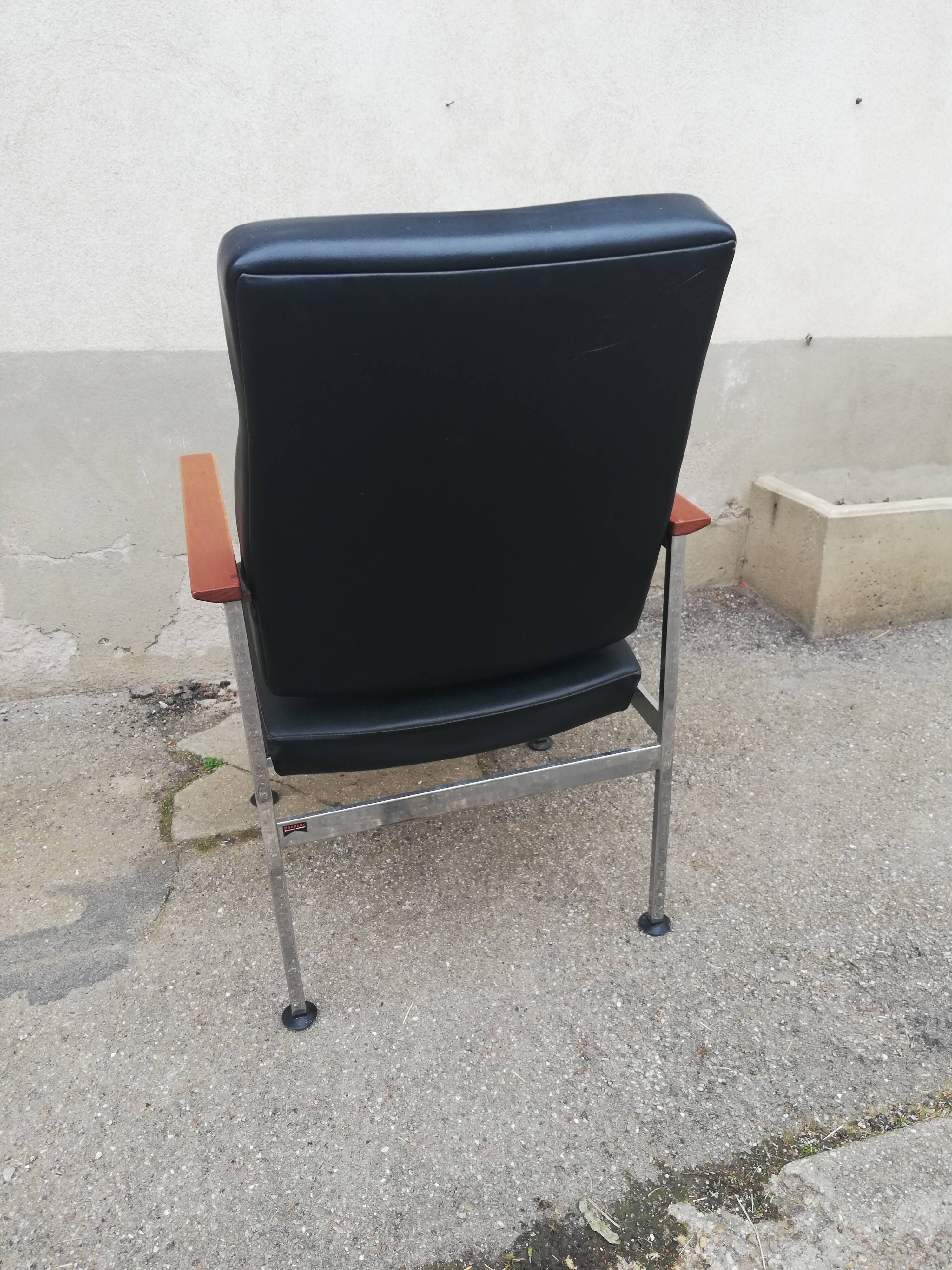 Vintage leather and teak armchair