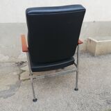 Vintage leather and teak armchair