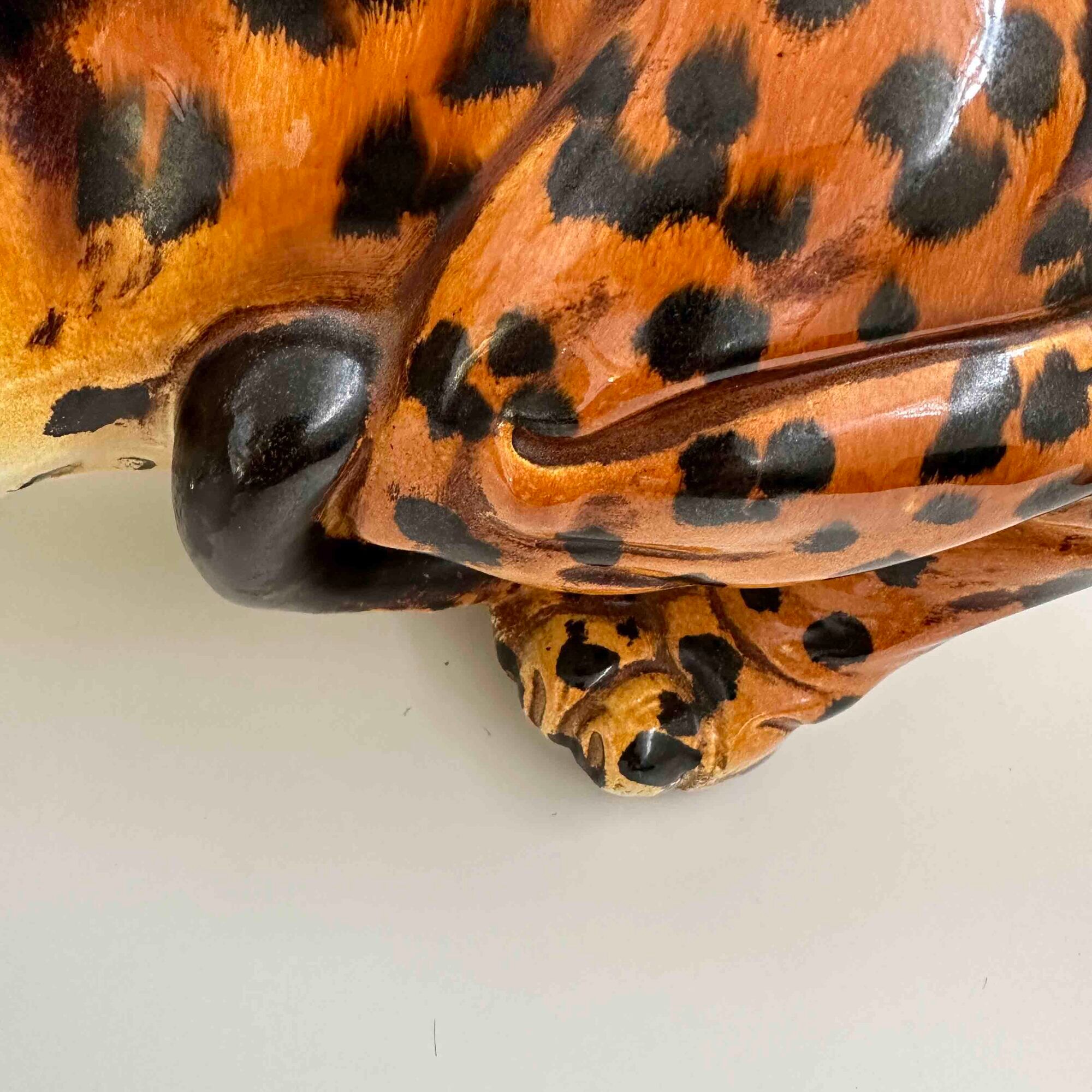 Italian handpainted leopard in ceramic, 1950s