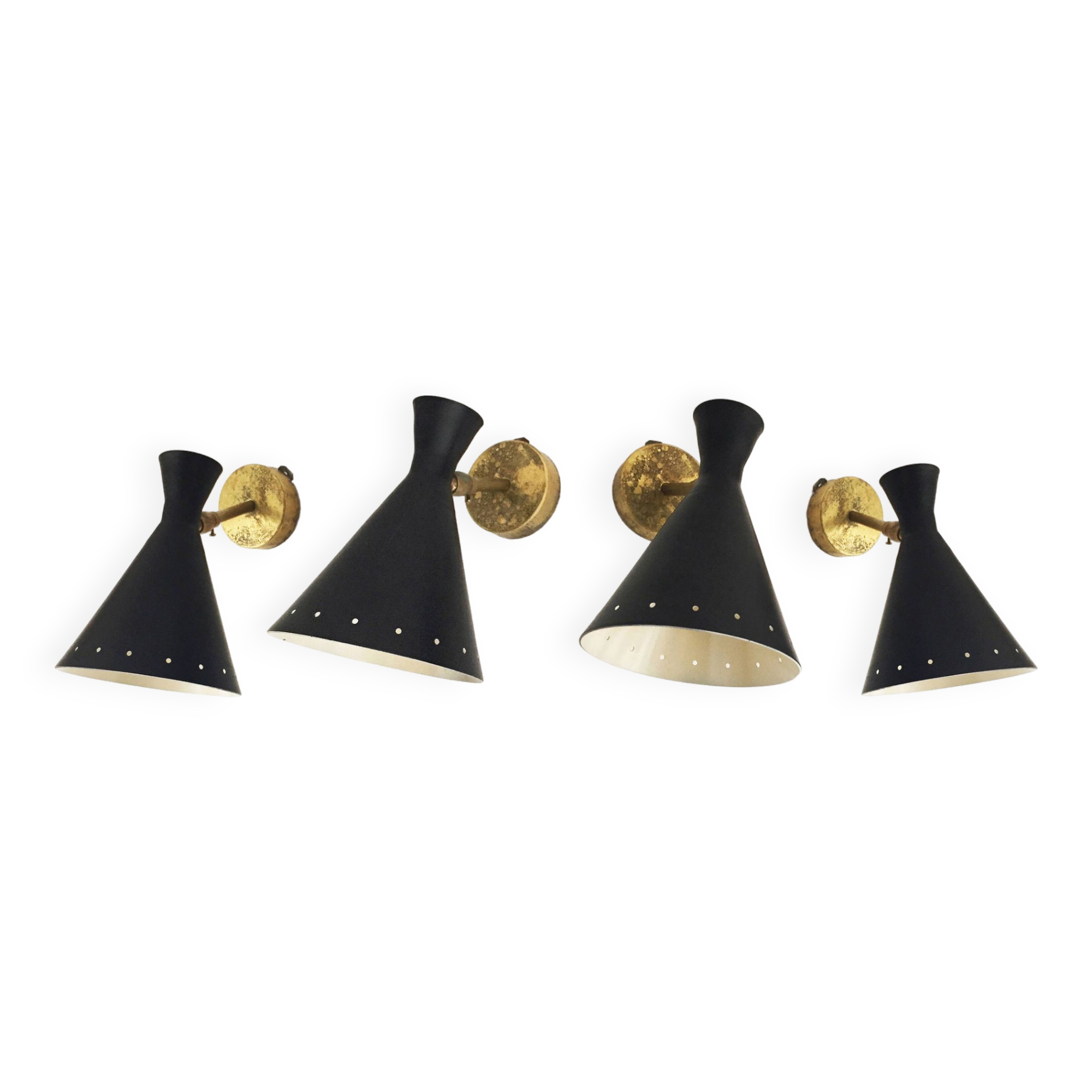 Suite of 4 Italian design wall lights 1950