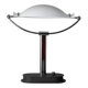 Lampe vintage en verre de Murano avec abat-jour en verre dépoli blanc et base de bureau en chrome, design italien des années 1970 inspiré de l'ère spatiale.