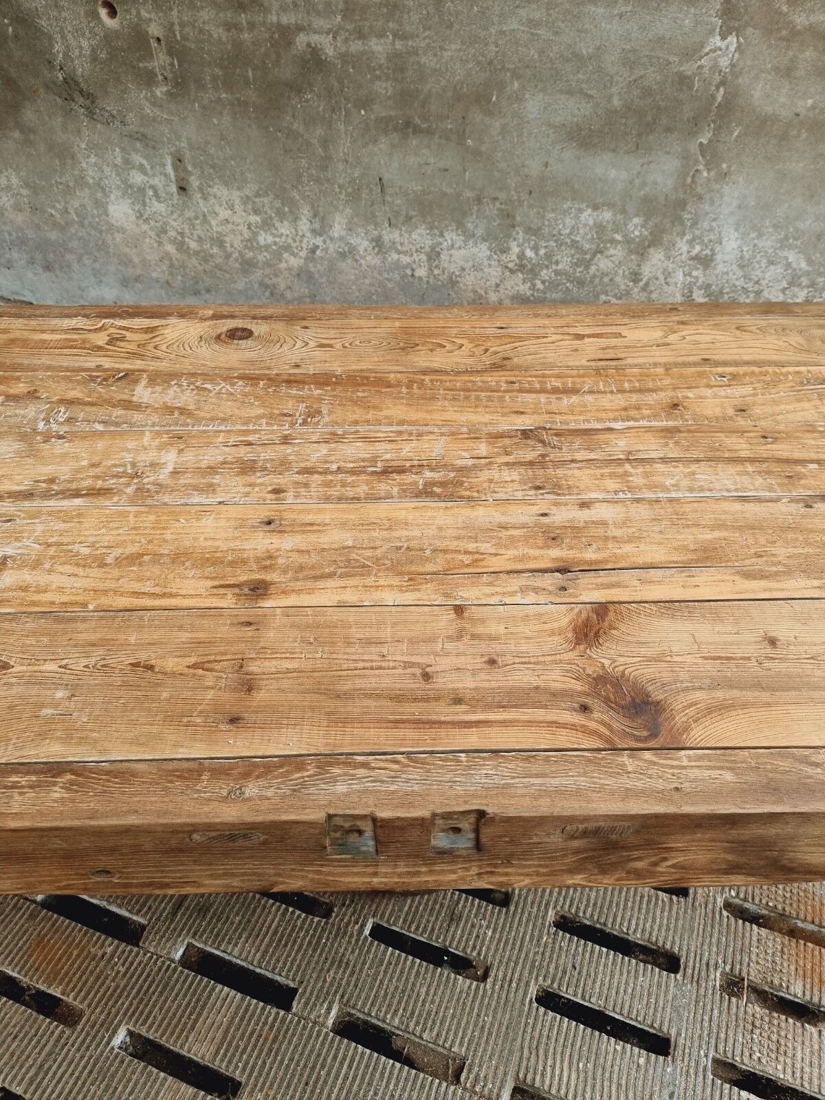 Antique dining table XXL on industrial machine leg