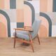 Vintage armchair light gray wool design by H.Lis