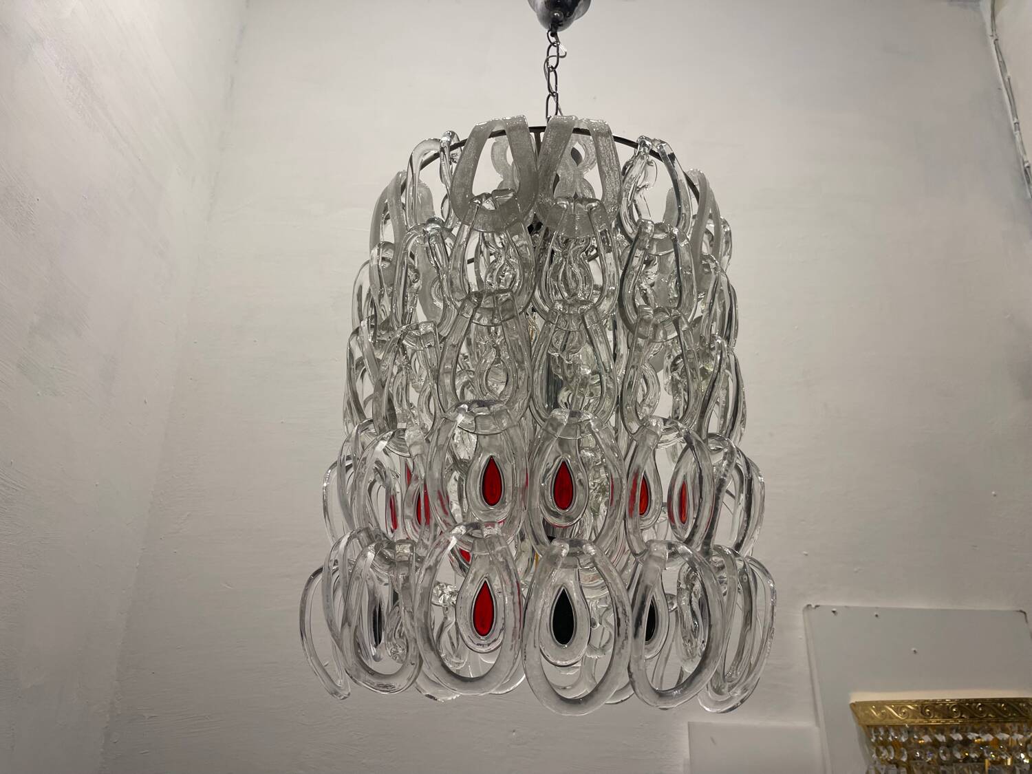 Grand lustre Murano Giogali Link par Mangiarotti Angelo 1970