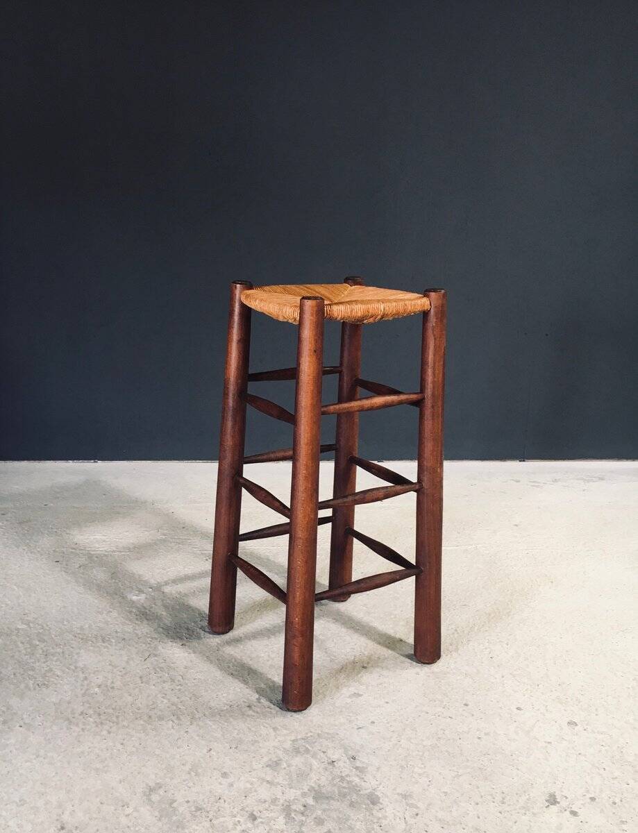 Brutalist bar stool by Charles Dudouyt, France, 1940s.