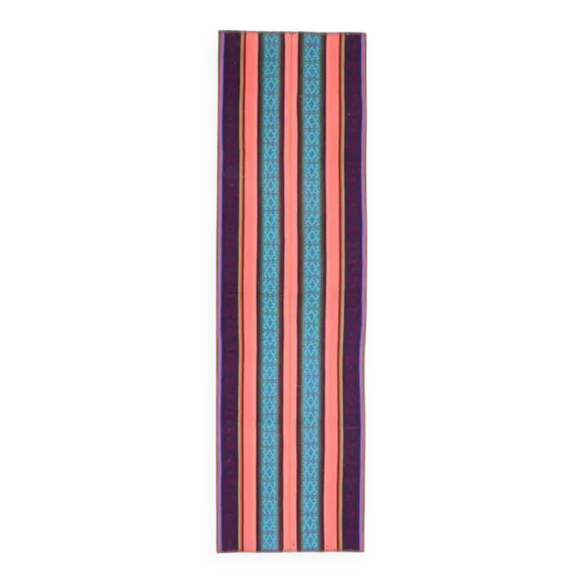 Tapis couloir vintage turc Oushak fait main en laine et coton rose 71x246