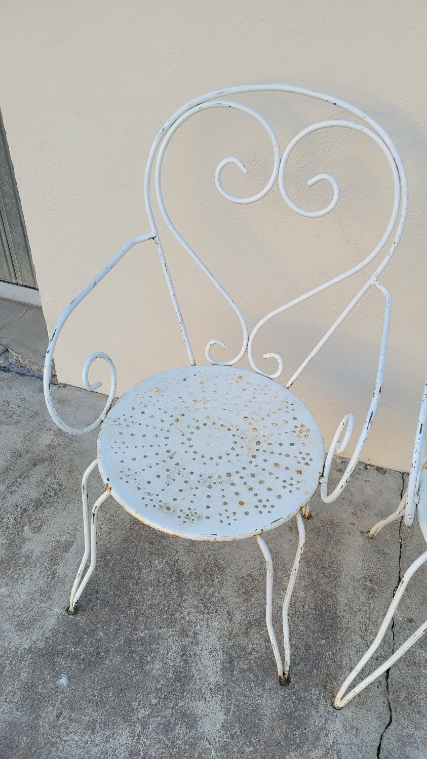 Salon de jardin série de 6 fauteuils en fer de jardin