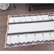 Vintage Turkish Hand-Knotted Wool Cotton White Kilim Runner Rug 71x157