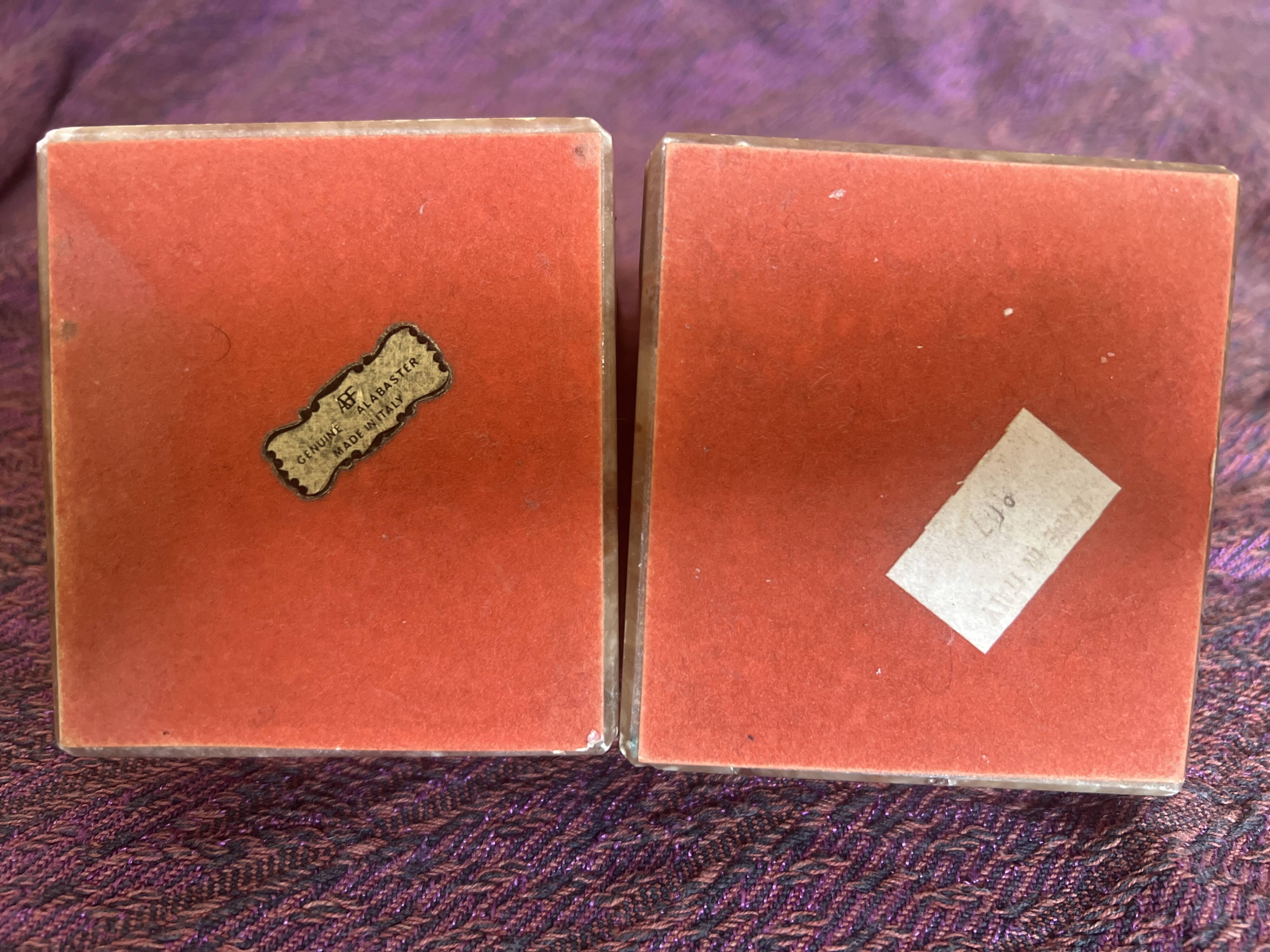 Vintage Italian alabaster bookends "Tennis Ball"
