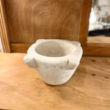 Old white grey marble mortar