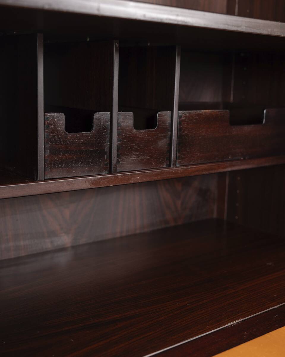Vintage 60's highboard sideboard in wooden mangiarotti design for molteni