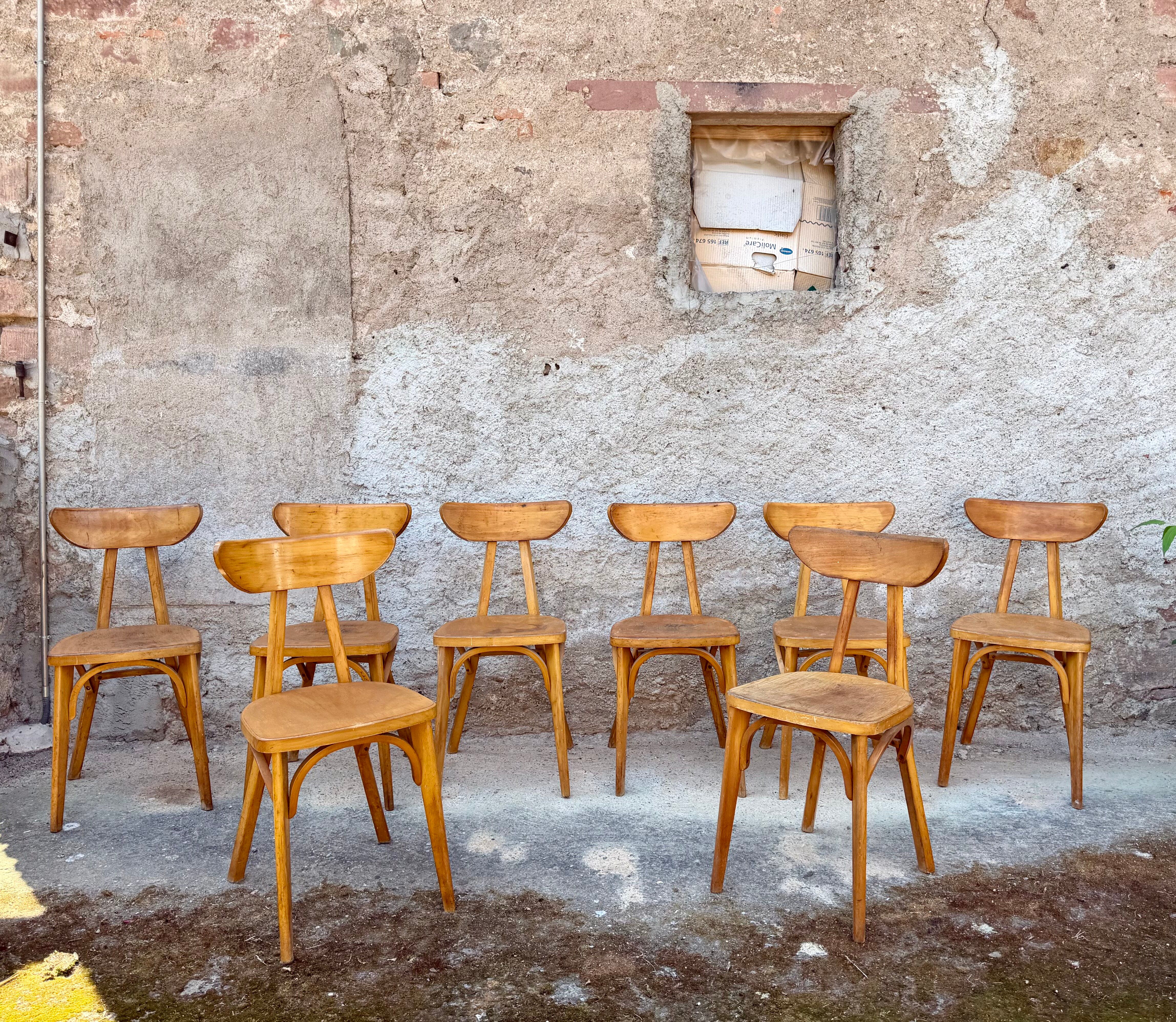 Série de 9 chaises bistrot lutherma banane boomerang