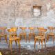 Série de 9 chaises bistrot lutherma banane boomerang