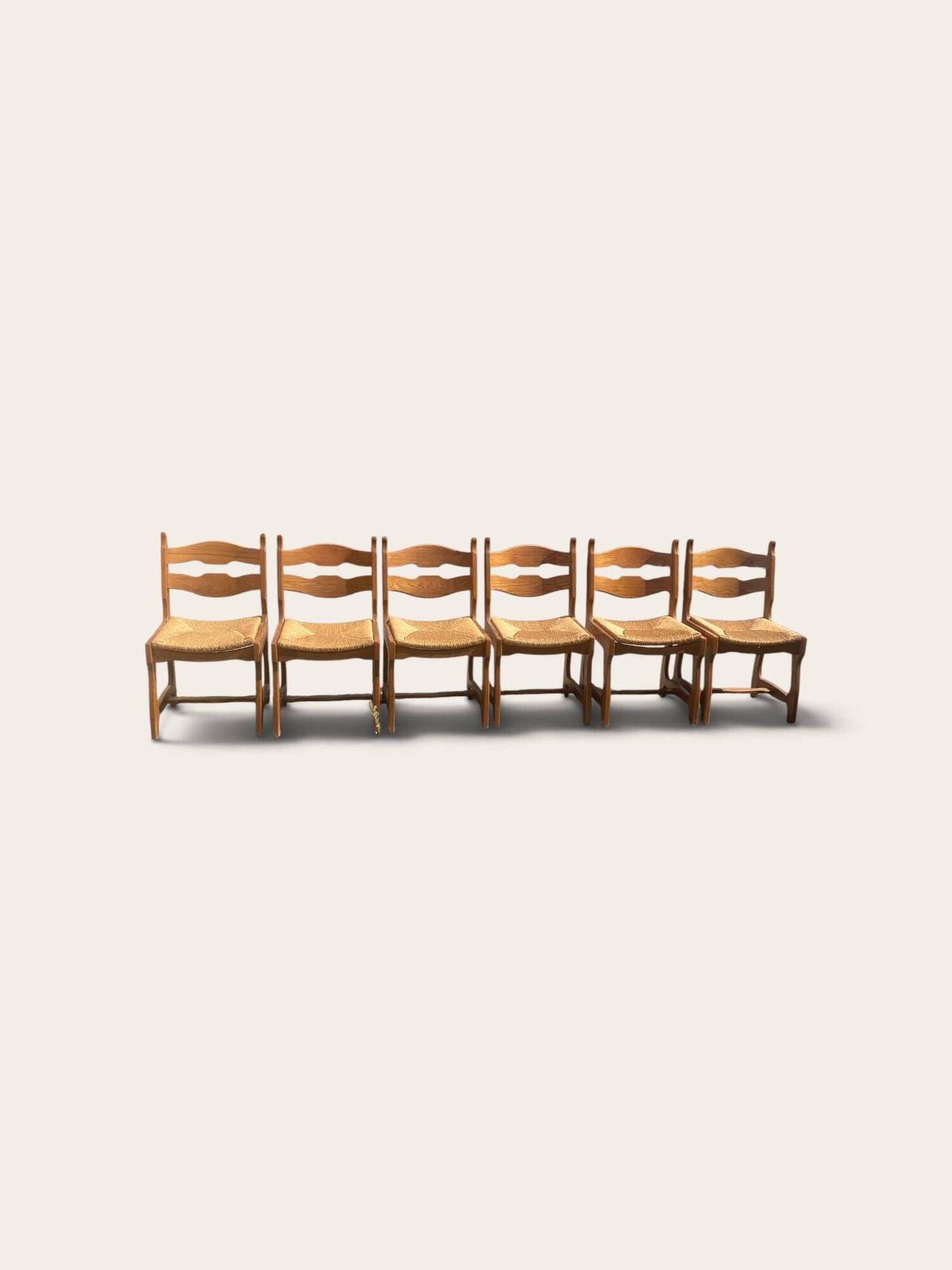 6 brutalist chairs by Guillerme and Chambron