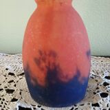 Tulip for chandelier or lamp - orange blue purple marbled glass Art Deco