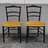 Pair of blackened wood Napoleon III chairs