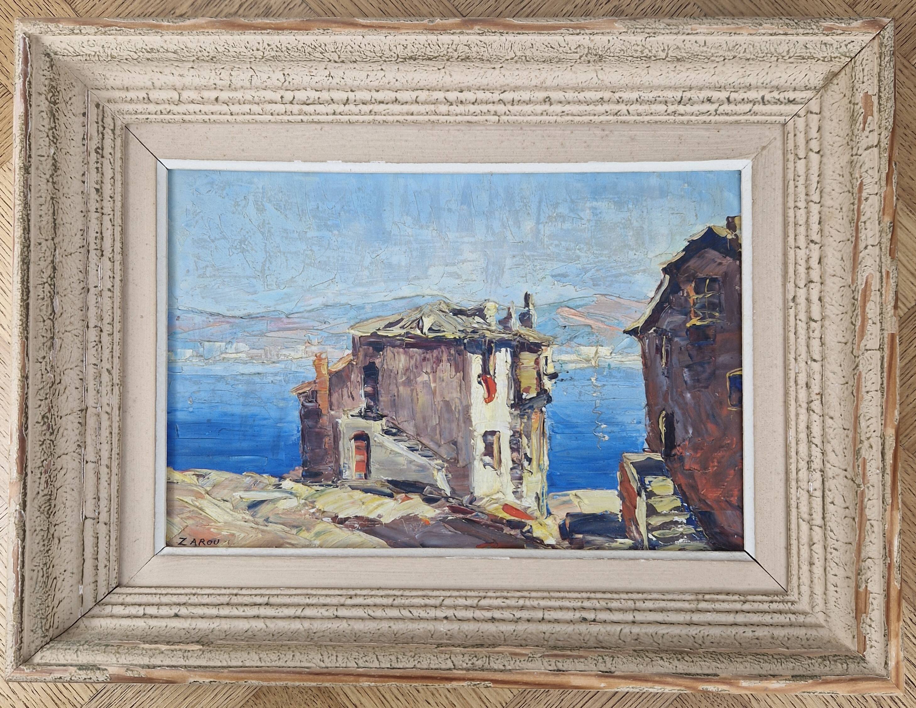 Oil on panel by Gerard Cardella known as ZAROU, painting signed by the artist.