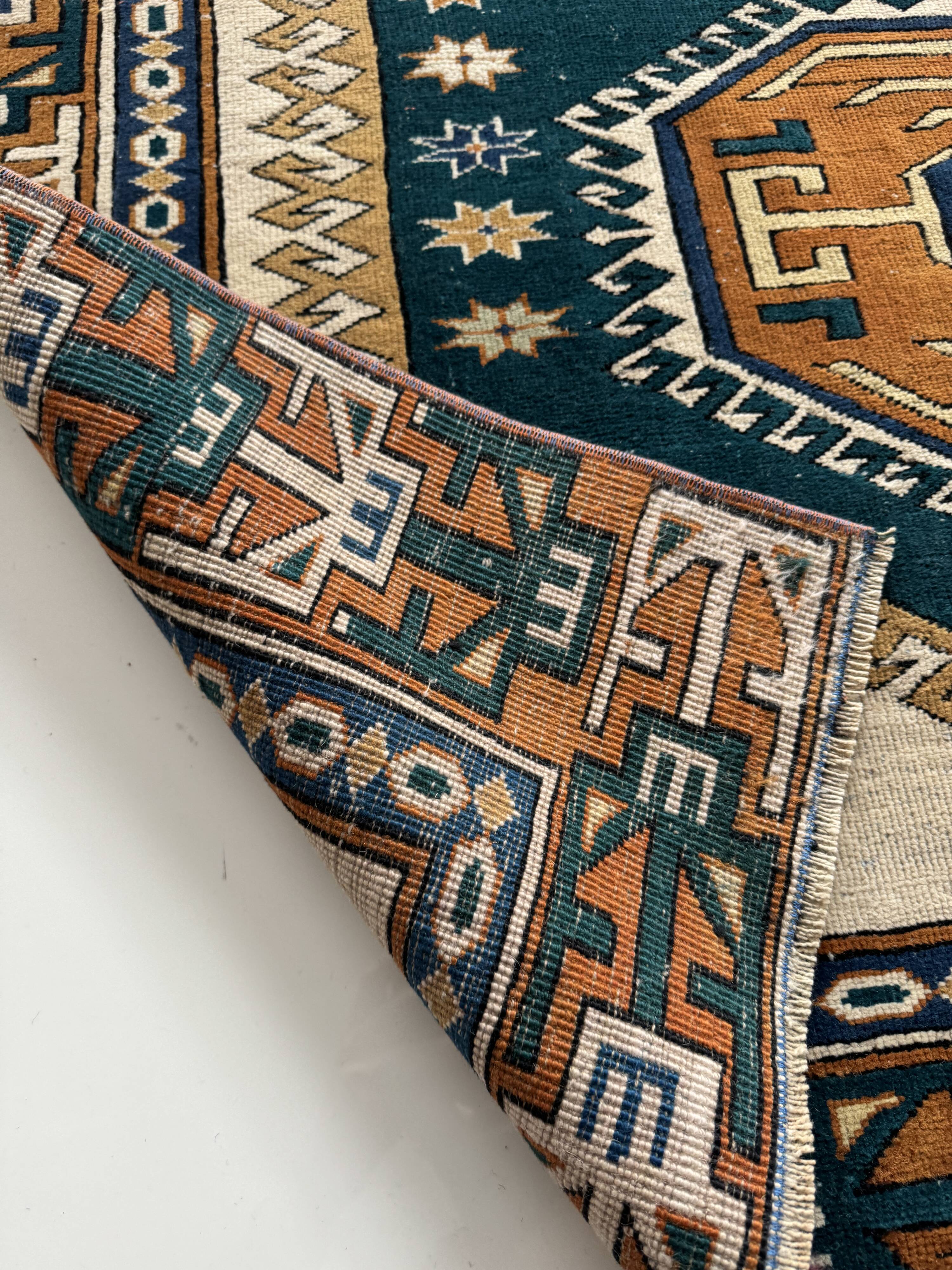 Tapis Oushak moderne en laine douce fait main, tapis vintage turc,