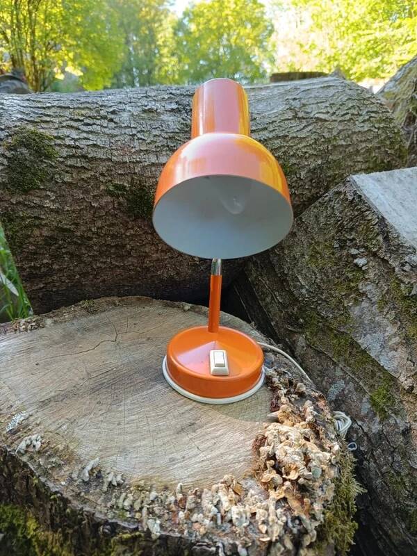 Vintage orange metal bedside lamp from the 60s / 70s