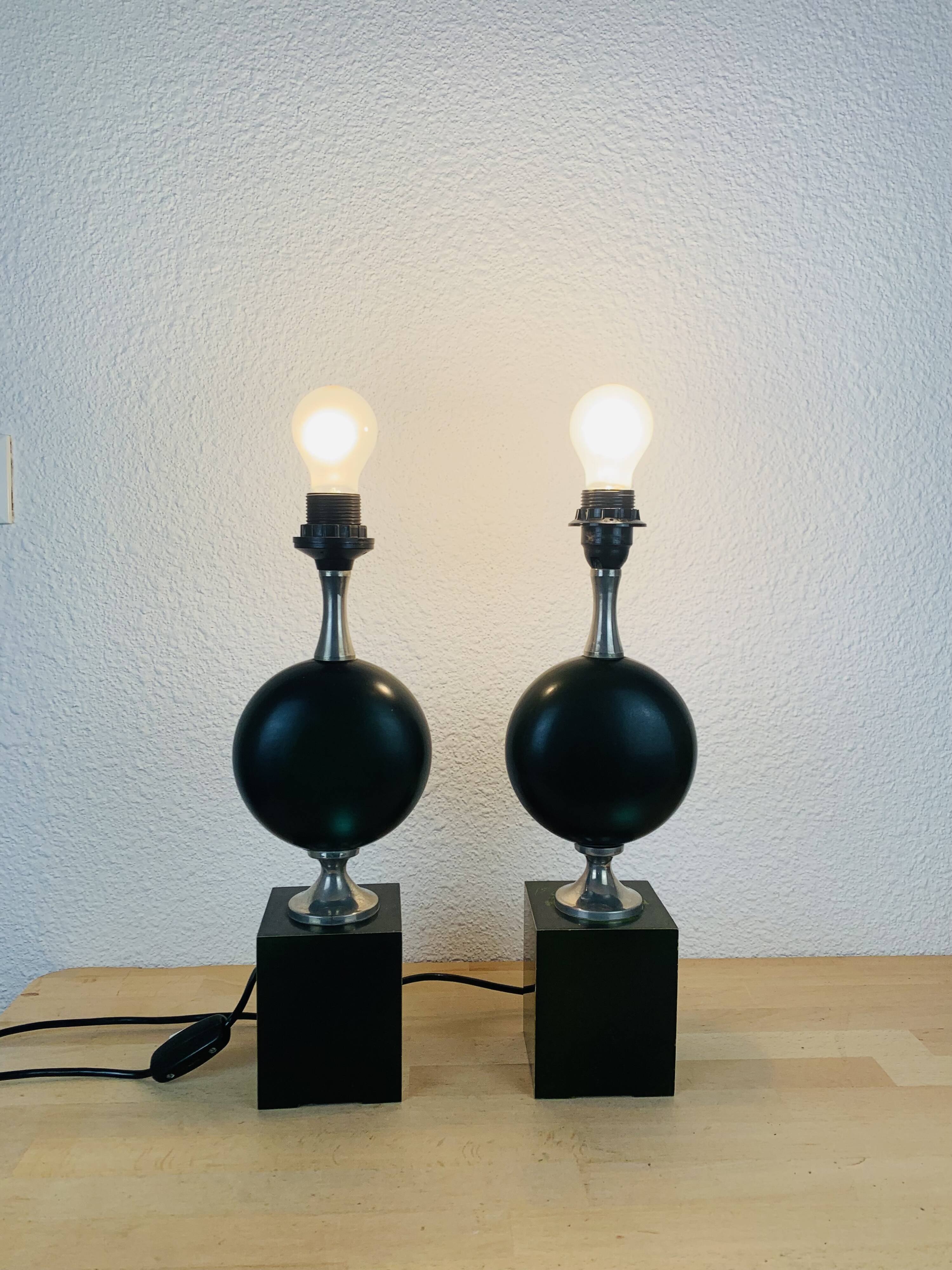 Paire de lampes Philippe Barbier années 70, vintage