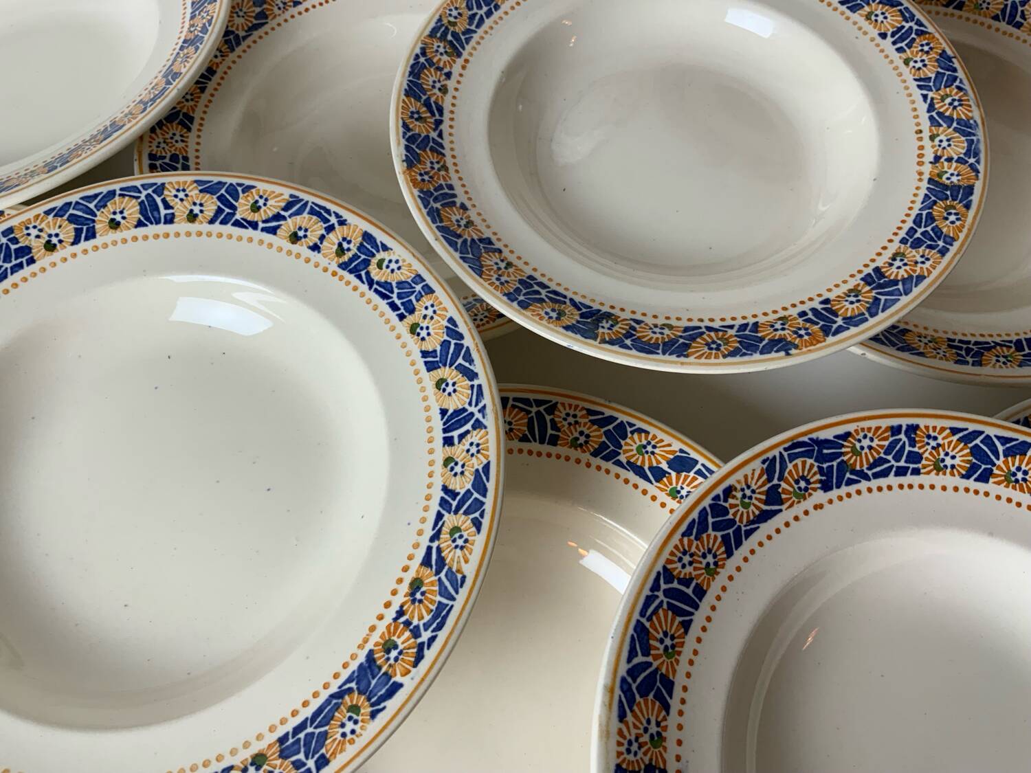 12 Longwy soup plates