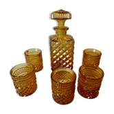 Carafe à whisky et cinq verres italien