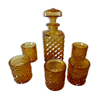 Whisky and five Italian glass decanter
