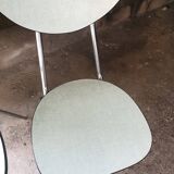 2  chaises en formica vert d'eau, 1970