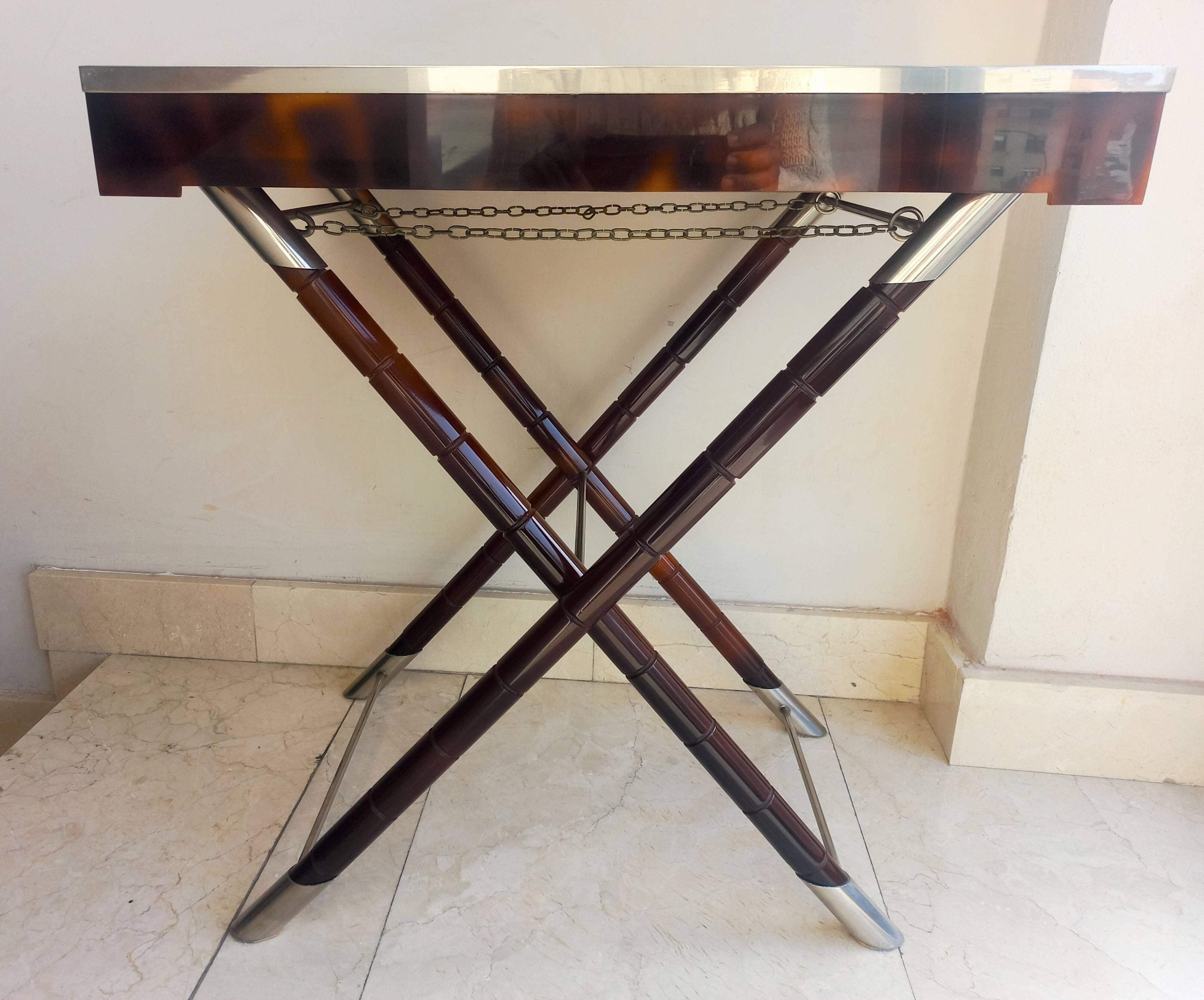 Faux tortoise shell serving tray