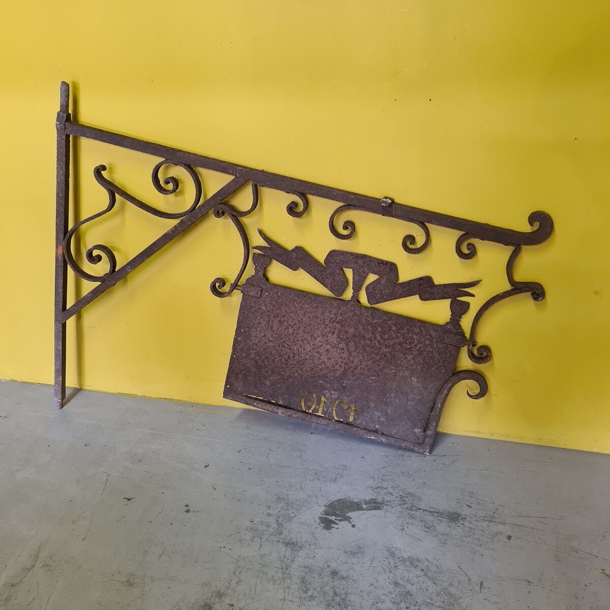 Antique French Wrought Iron Shop Signboard from 1910
