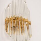 Pair of crystal glass wall sconces in the Venini style, Italy, 1970s.