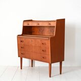 1960s Scandinavian Teak Secretaire with Sculpted Handles
