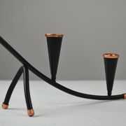 Black Painted Metal Candle Holder with Copper Detailing – Gunnar Ander for Ystad-Metall, Sweden, 1950s
