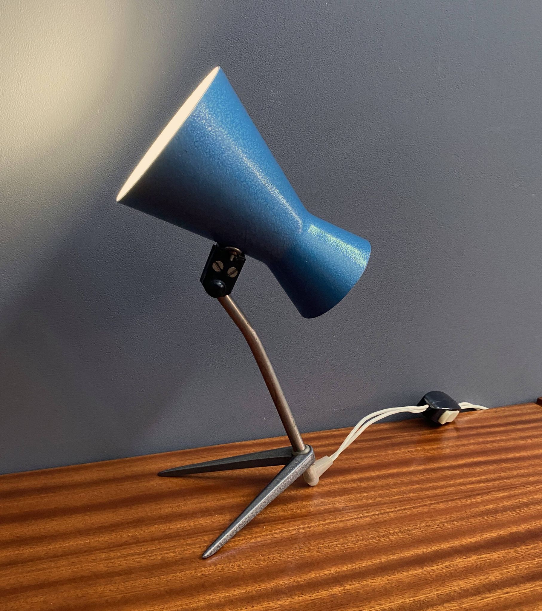 Blue metal desk lamp 1960s