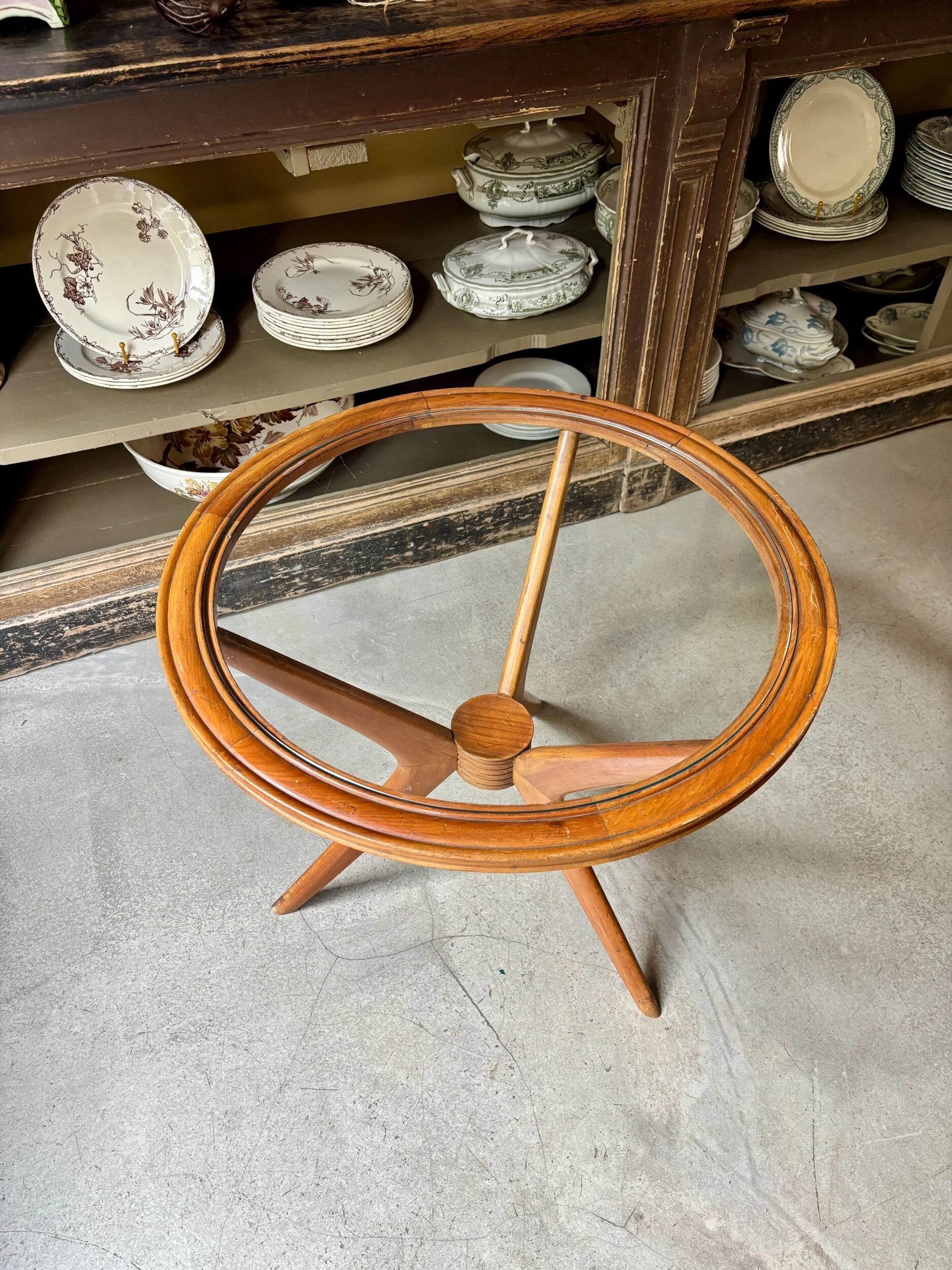 Table basse, d'appoint en bois et verre ⌀ 61 cm