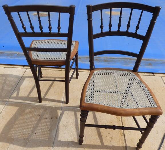 Two quality wooden cane chairs totally relooked