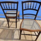 Two quality wooden cane chairs totally relooked