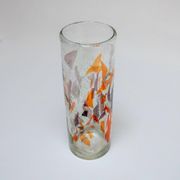 Vintage Tall Italian Vase in Clear Murano Glass with "Mosaic" Flakes Decoration