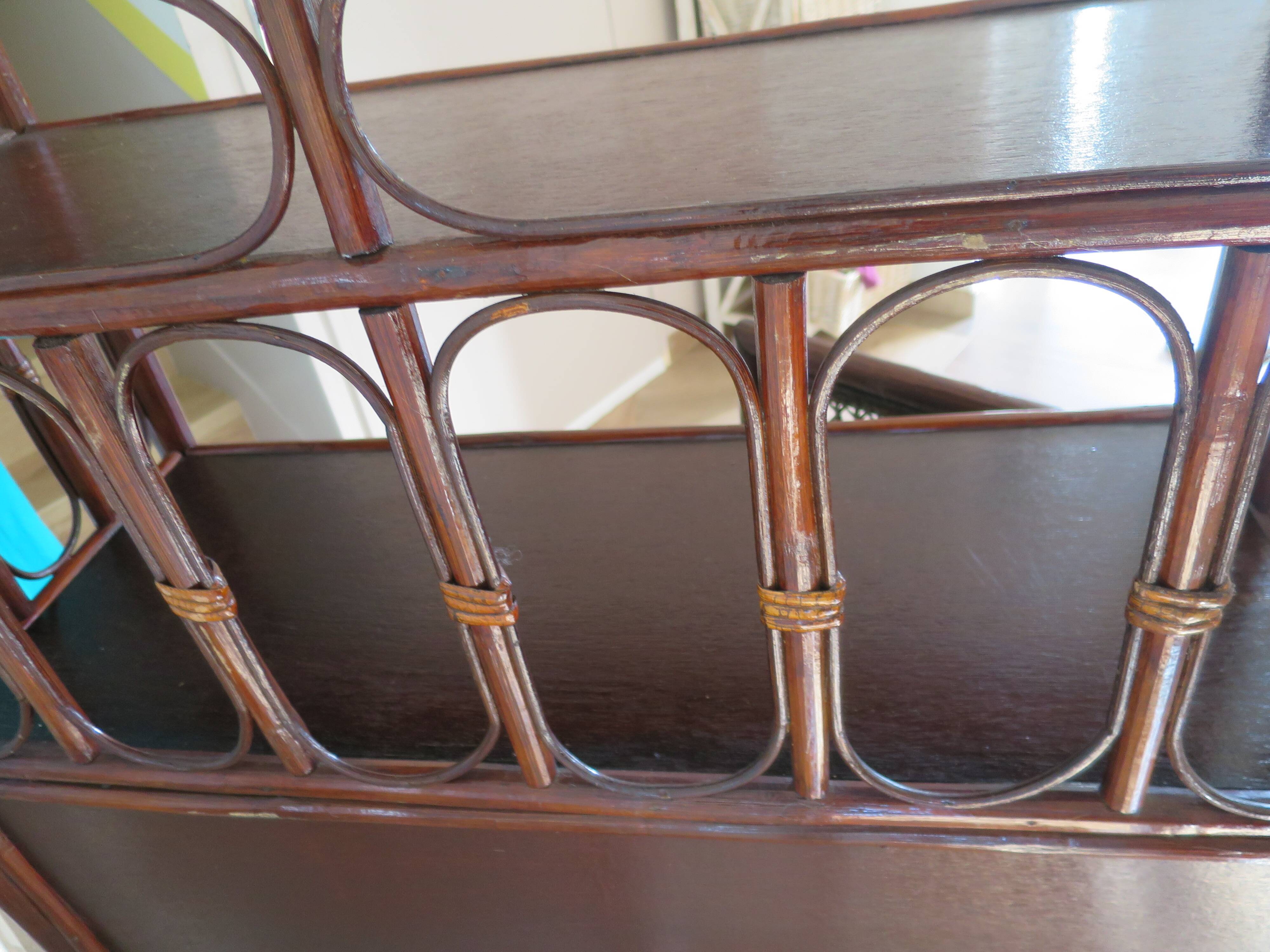 Support buffet bibus woven rattan 2 doors in caning - vintage 60s/70s