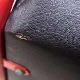 Pair of vintage drivers in red steel and skaï, France 1970