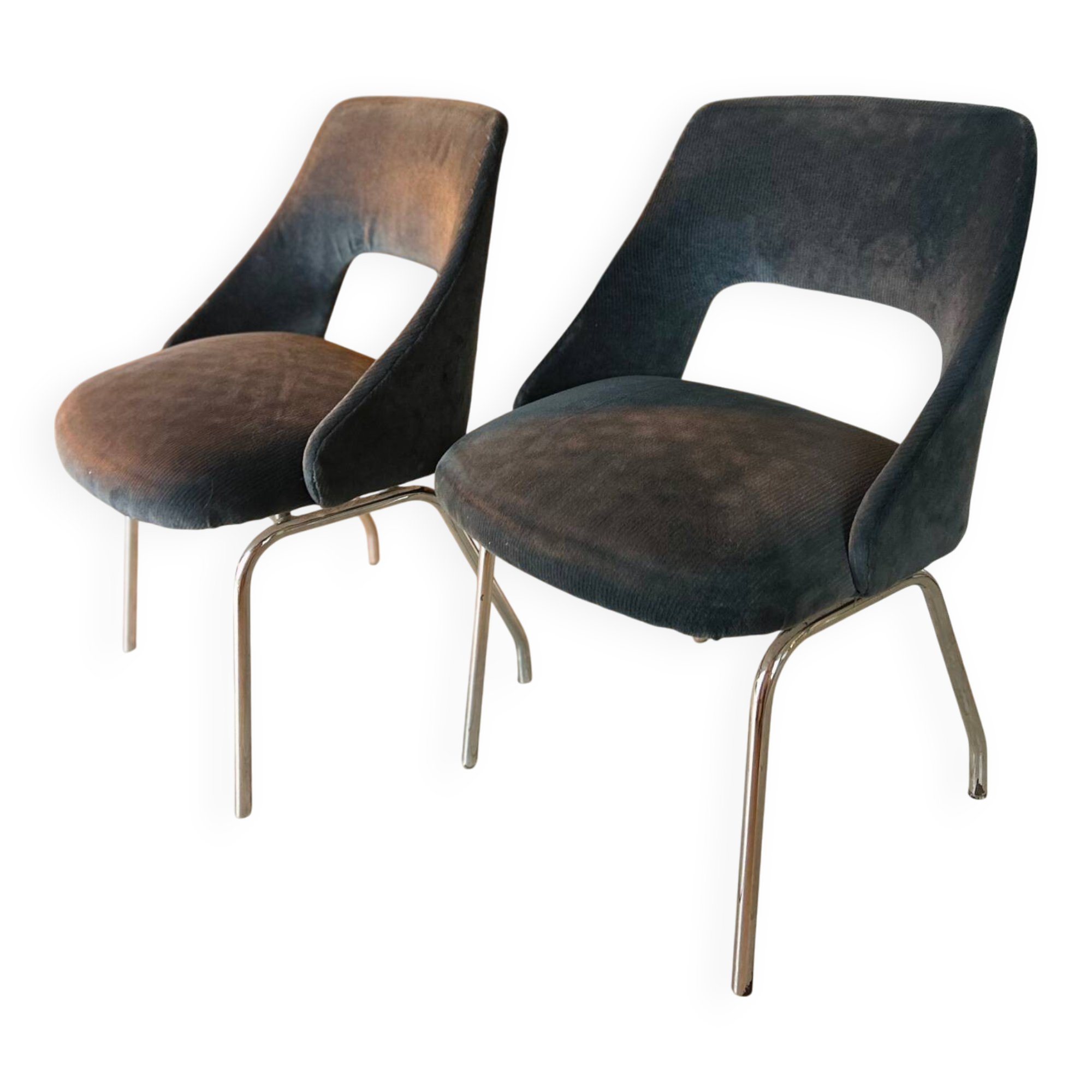 Chaises conférence velours bleu