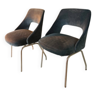 Chaises conférence velours bleu