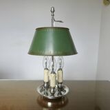 Authentic antique bouillotte lamp in chrome bronze with 3 lights, 1930s.